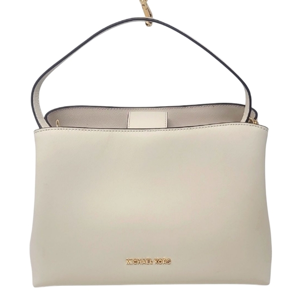 MICHAEL KORS Purse Cream Textured Leather Shoulder Bag with Gold Hardware - Picture 2 of 12